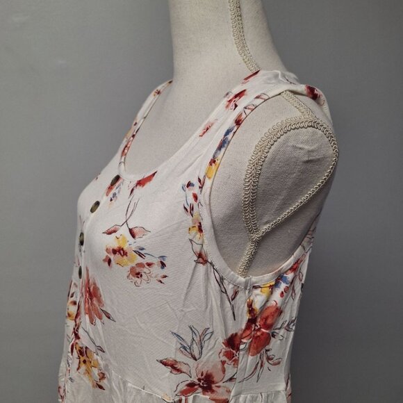 Maurices Floral Button Front Sleeveless Tiered Tank Top Womens Large Lightweight - Picture 7 of 9